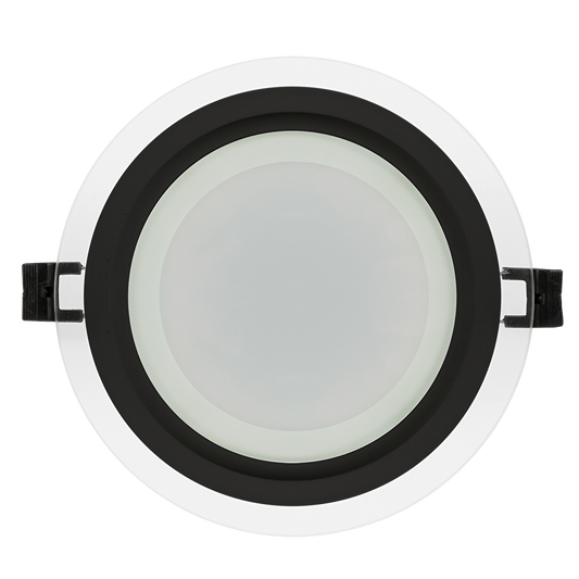 LED стъклен панел за вграждане, кръг, 12W, 4200K, 220-240V AC, IP44, черен ринг / LPRG1242BL