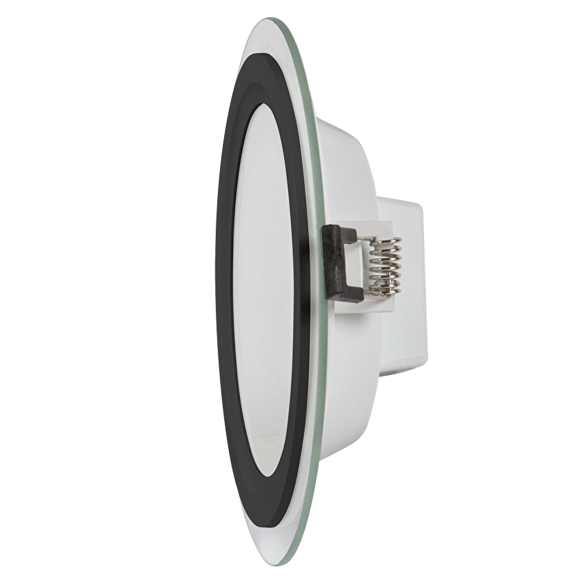 LED стъклен панел за вграждане, кръг, 12W, 4200K, 220-240V AC, IP44, черен ринг / LPRG1242BL