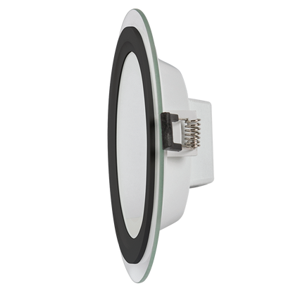 LED стъклен панел за вграждане, кръг, 12W, 4200K, 220-240V AC, IP44, черен ринг / LPRG1242BL