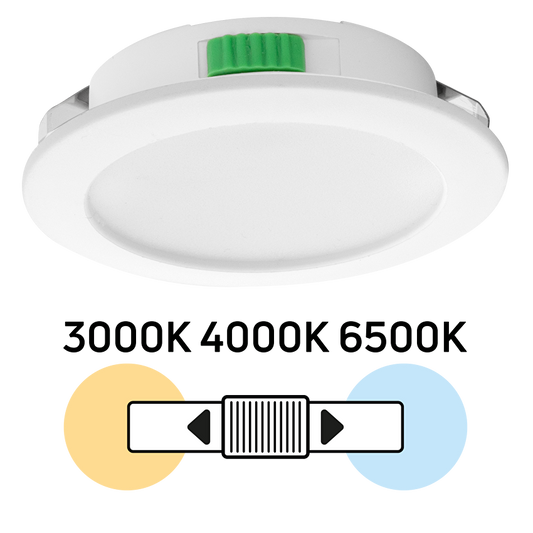 Мебелна LED луна за вграждане, кръг, 4W, 3000K/4000K/6500K, 12V DC, IP44, бяла / ML124CCT