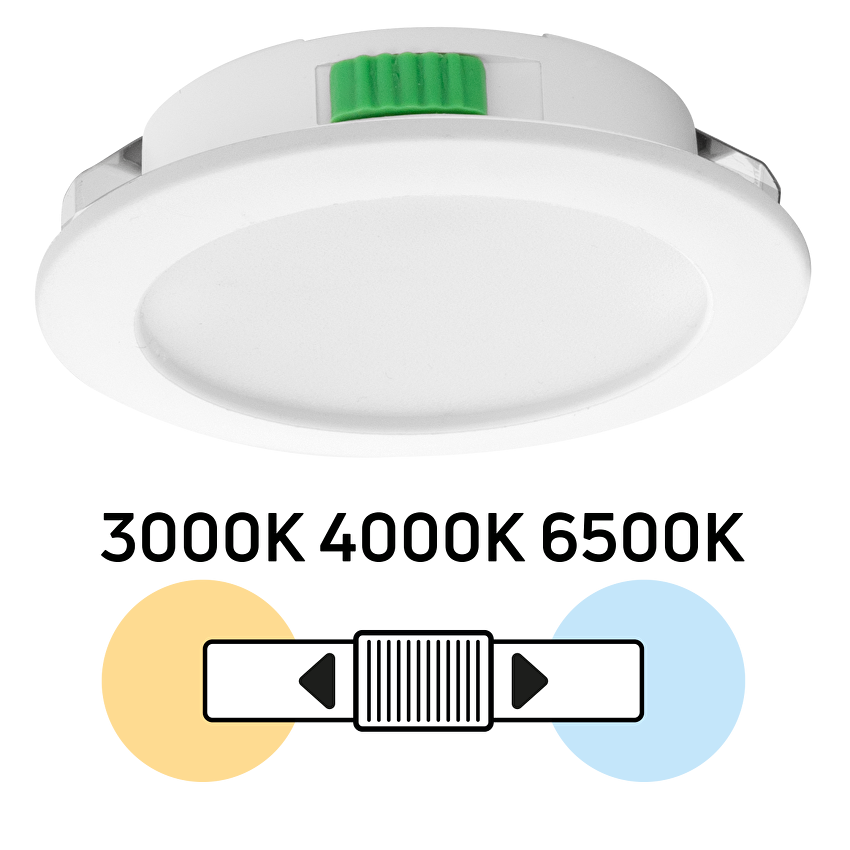 Мебелна LED луна за вграждане, кръг, 4W, 3000K/4000K/6500K, 12V DC, IP44, бяла / ML124CCT