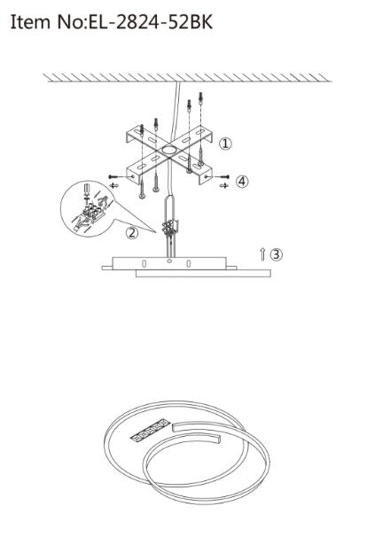 Плафон Indi, черен, led 54w, 3000-6000k, 2824/52BK