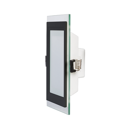 LED стъклен панел за вграждане, квадрат, 6W, 4200K, 220-240V AC, IP44, черен ринг / LPSG642BL