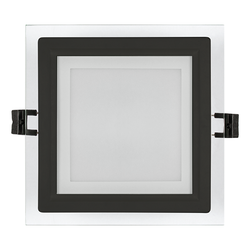 LED стъклен панел за вграждане, квадрат, 6W, 4200K, 220-240V AC, IP44, черен ринг / LPSG642BL