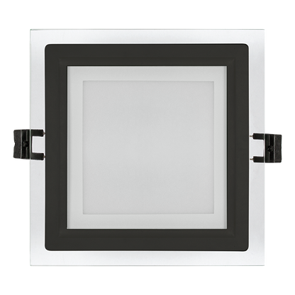 LED стъклен панел за вграждане, квадрат, 6W, 4200K, 220-240V AC, IP44, черен ринг / LPSG642BL