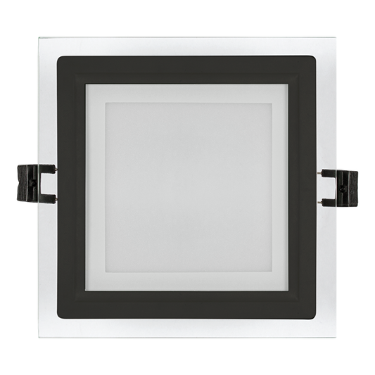 LED стъклен панел за вграждане, квадрат, 18W, 4200K, 220-240V AC, IP44, черен ринг / LPSG1842BL