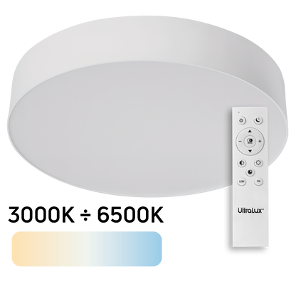 LED димираща CCT плафониера с дистанционно управление, бяла, max. 72W, 3000K-6500К, 220-240V AC, кръг, IP20 / SPL2B72RC