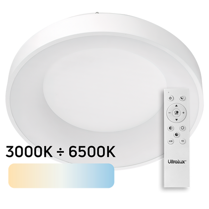 LED димираща CCT плафониера с дистанционно управление, бяла, max. 72W, 3000K-6500К, 220-240V AC, кръг, IP20 / SPL3B72RC