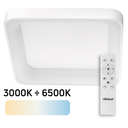 LED димираща CCT плафониера с дистанционно управление, бяла, max. 72W, 3000K-6500К, 220-240V AC, квадрат, IP20. / SPL4B72RC