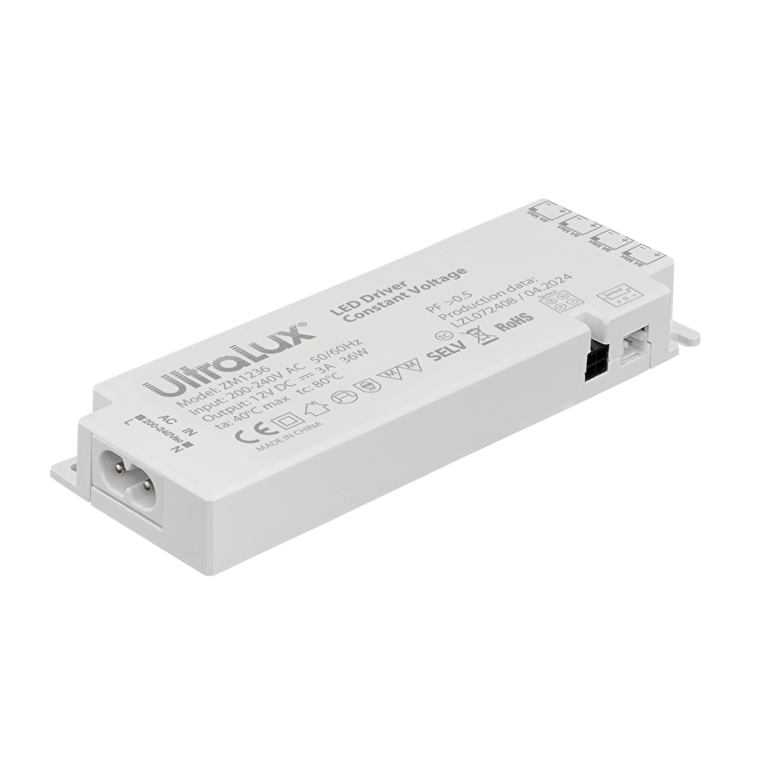Захранване, стабилизирано, за мебелно светодиодно осветление 12V DC, 36W, 4 порта, 3А, IP20 / ZM1236