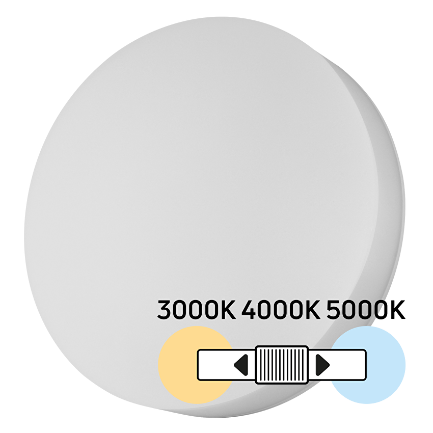 LED плафониера 18W/24W/30W, CCT 3000K/4000K/5000K, 220V-240V AC, IK08, бяла, кръг, IP54 / LFPR30CCTS