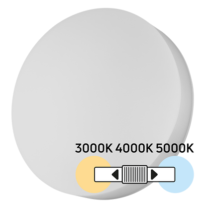 LED плафониера 18W/24W/30W, CCT 3000K/4000K/5000K, 220V-240V AC, IK08, бяла, кръг, IP54 / LFPR30CCTS