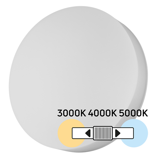 LED плафониера 18W/24W/30W, CCT 3000K/4000K/5000K, 220V-240V AC, IK08, бяла, кръг, IP54 / LFPR30CCTS