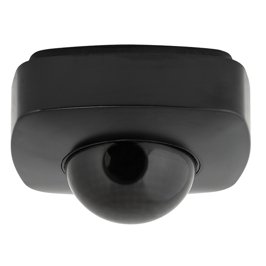 PIR сензор за движение и присъствие за открит монтаж с черна леща, 360°, 10m, IP65, черен / PSD65BE