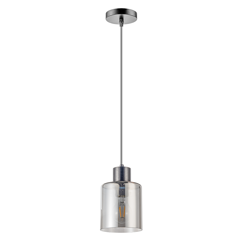 Висящо осветително тяло, стъклено, 1m, E27, 220-240V AC, черно / RPGE27B