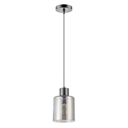 Висящо осветително тяло, стъклено, 1m, E27, 220-240V AC, черно / RPGE27B