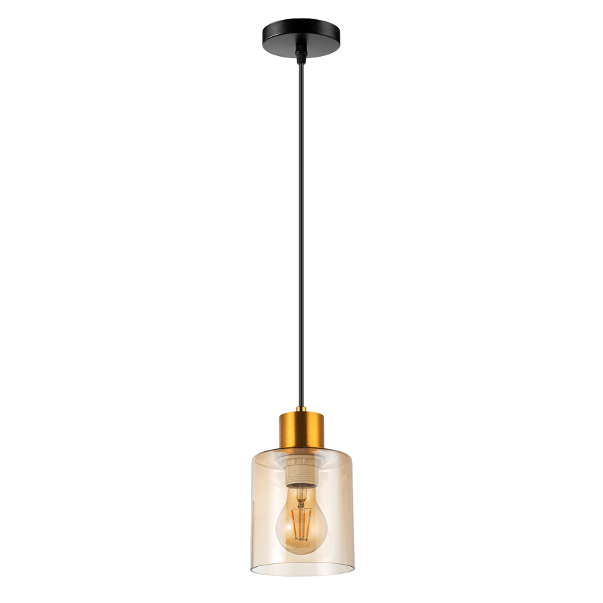 Висящо осветително тяло, стъклено, 1m, E27, 220-240V AC, злато / RPGE27G