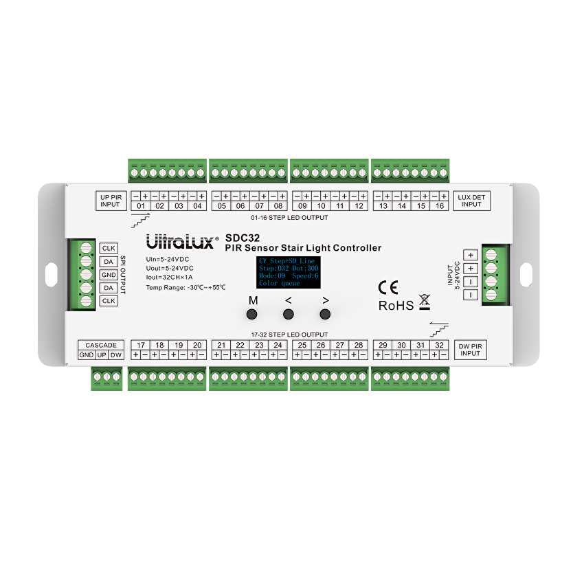Контролер за стълбищно осветление 5-24V DC, 32 стъпала, 1 А/стъпало, 960 пиксела /SDC32