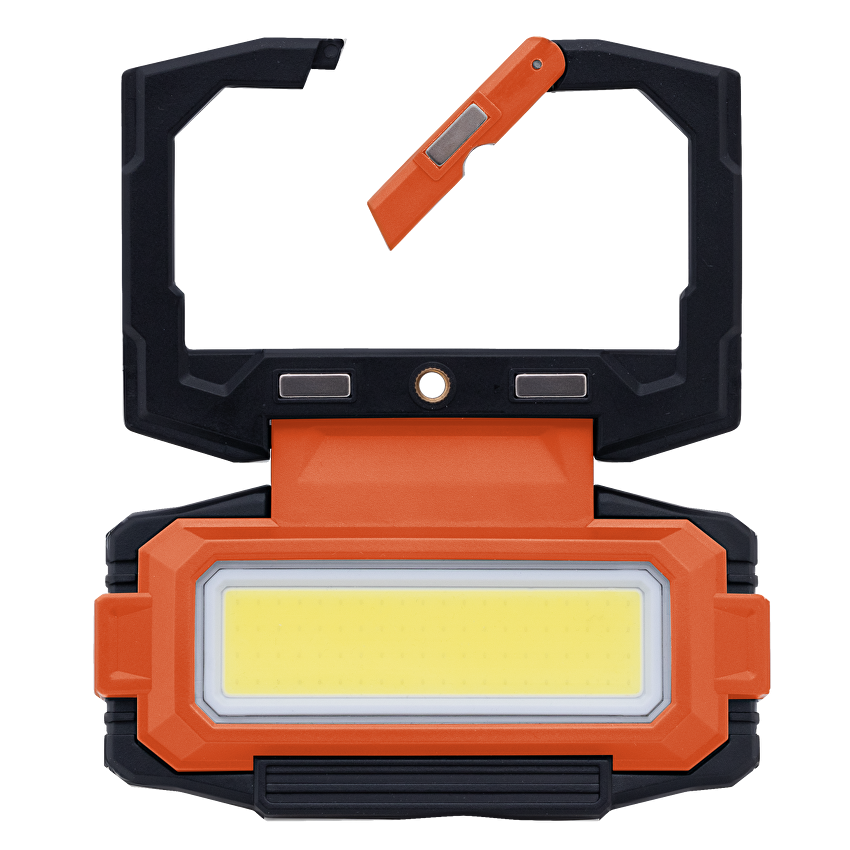 Портативна LED работна лампа с магнитна основа, карабинер и стойка 10W, 7000K, 5V DC, IP54 / LWL10