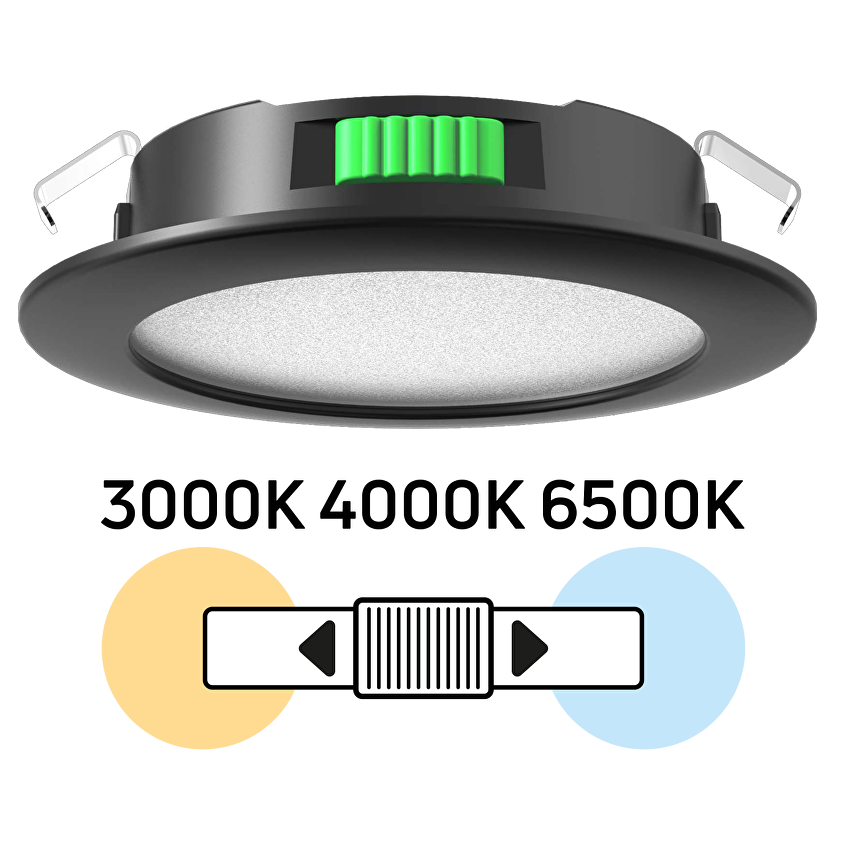 Мебелна LED луна за вграждане, кръг, 4W, 3000K/4000K/6500K, 12V DC, IP44, черна / ML124CCTB