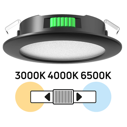 Мебелна LED луна за вграждане, кръг, 4W, 3000K/4000K/6500K, 12V DC, IP44, черна / ML124CCTB