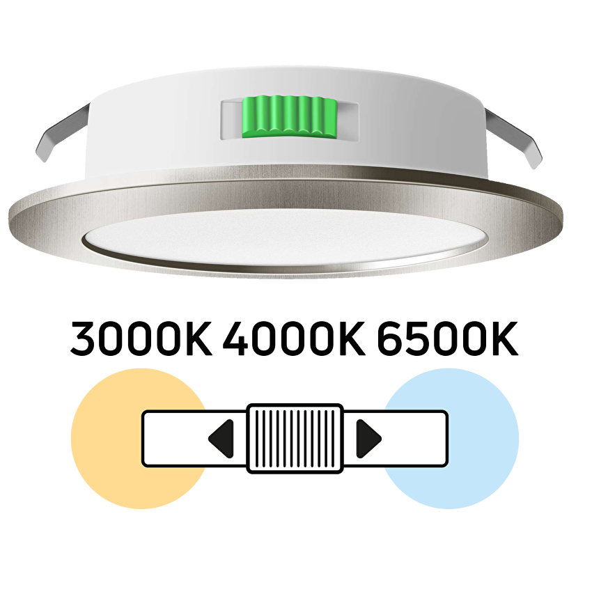 Мебелна LED луна за вграждане, кръг, 4W, 3000K/4000K/6500K, 12V DC, IP44, сатен никел / ML124CCTSN