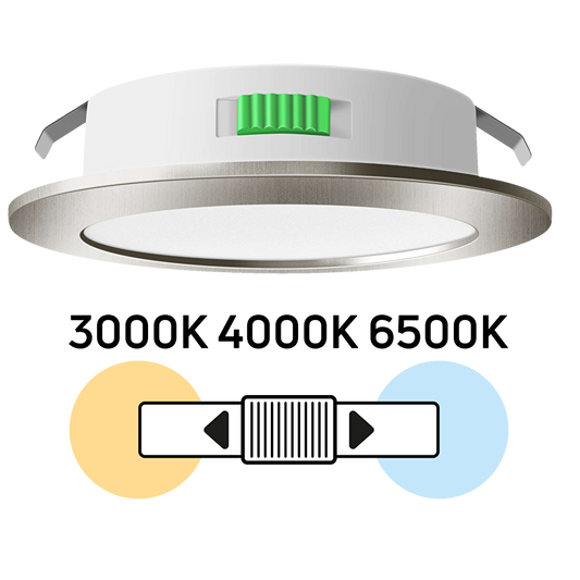 Мебелна LED луна за вграждане, кръг, 4W, 3000K/4000K/6500K, 12V DC, IP44, сатен никел / ML124CCTSN