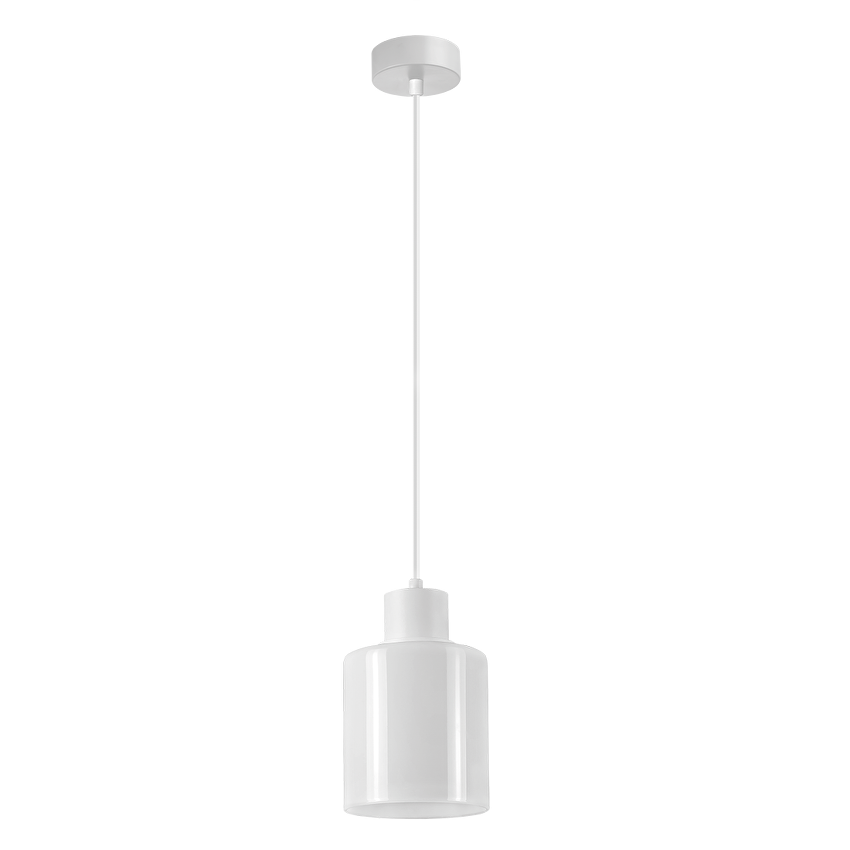 Висящо осветително тяло, стъклено, 1m, E27, 220-240V AC, бяло / RPGE27W