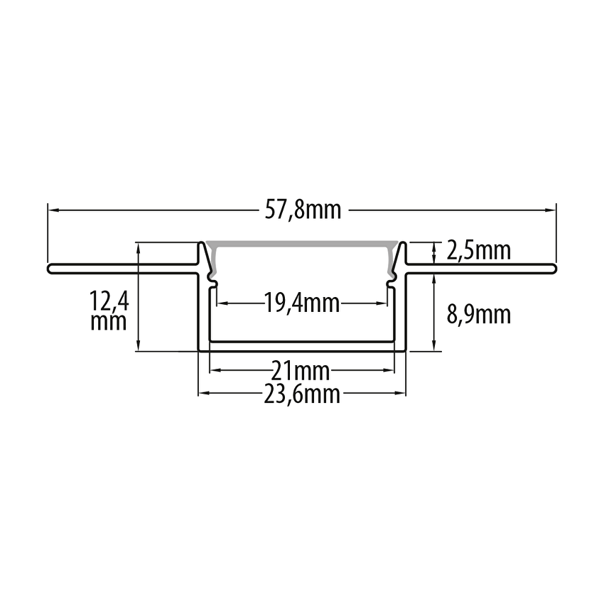 Алуминиев профил за гипсокартон с черен дифузер, широк, 3m, 21mm / APG334BK