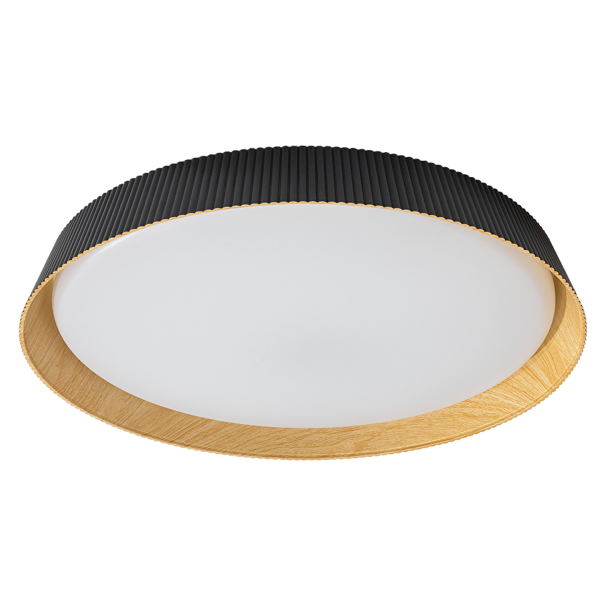 LED димираща ССТ плафониера с дистанционно управление, черен/дърво, max.72W, 3000K-6000К, 220-240V AC, кръг, IP20 /  SPL1L72RC
