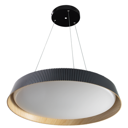 LED димираща ССТ плафониера с дистанционно управление, черен/дърво, max.72W, 3000K-6000К, 220-240V AC, кръг, IP20 /  SPL1L72RC