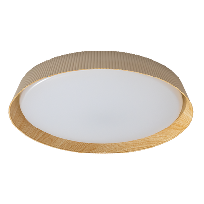 LED димираща ССТ плафониера с дистанционно управление бежов/дърво, max.72W, 3000K-6000К, 220-240V AC, кръг, IP20 / SPL2L72RC