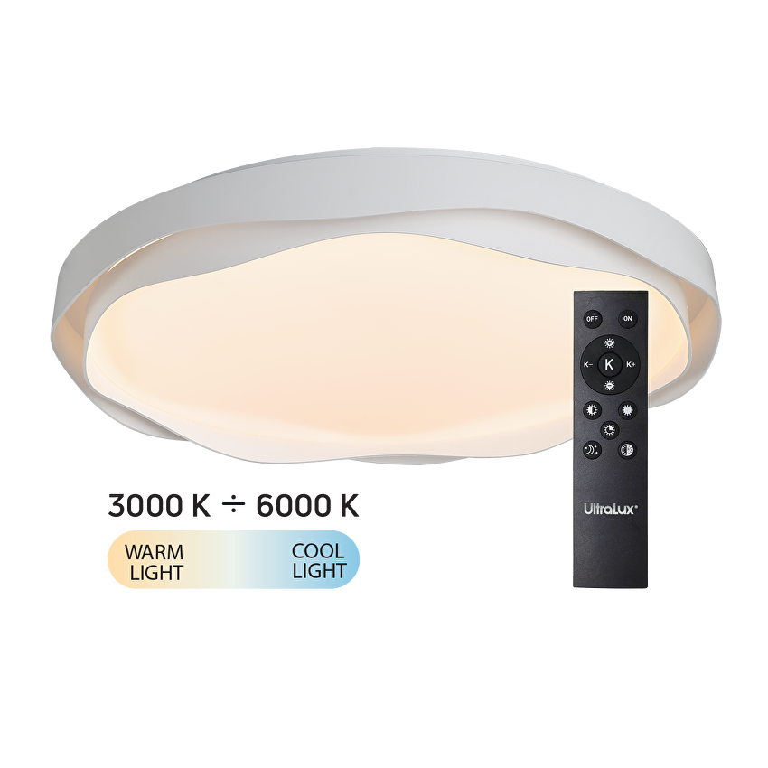 LED димираща ССТ плафониера с дистанционно управление бял, max.72W, 3000K-6000К, 220-240V AC, кръг, IP20 / SPL3L72RC