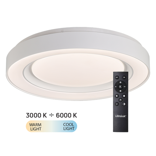 LED димираща ССТ плафониера с дистанционно управление бял, max.72W, 3000K-6000К, 220-240V AC, кръг, IP20 / SPL4L72RCW