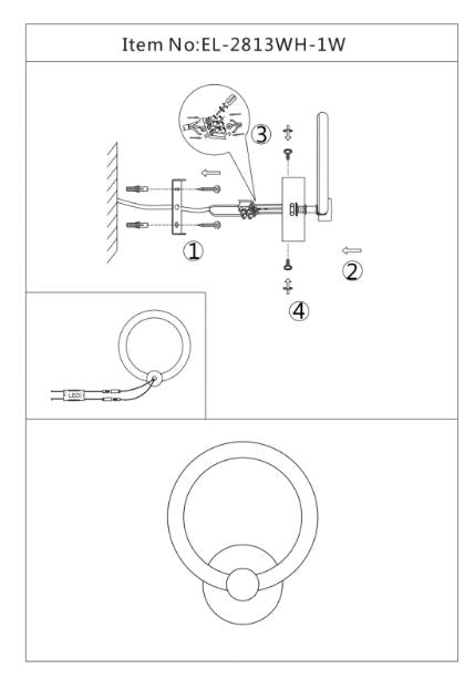 Аплик Levi, бял, led 14w, 3000-6000k, 2813WH/1W