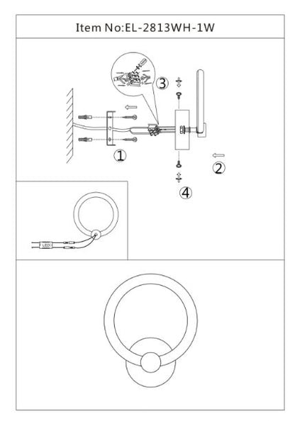 Аплик Levi, бял, led 14w, 3000-6000k, 2813WH/1W