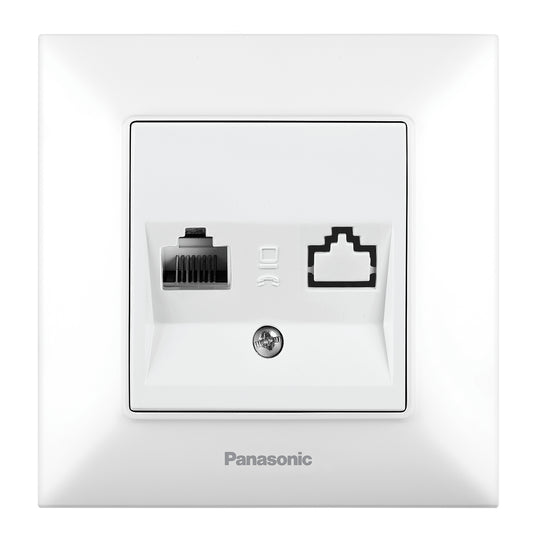 PANASONIC - Телефонна розетка Panasonic Arkedia Slim бял WNTC0402-2WH