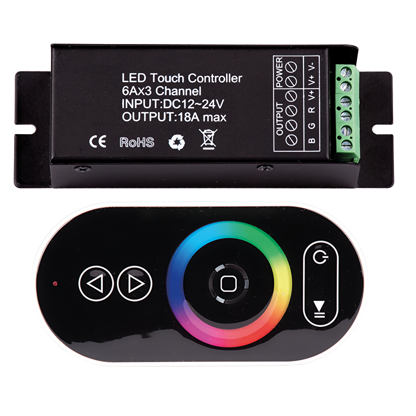 RF TOUCH контролер за RGB светодиодно осветление 12-24 V DC, 3x6A / RGBRFC5T