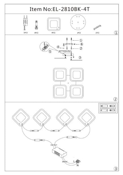 Плафон Cole със смарт управление, черен, led 136w, 3000-6000k, 2810BK/4T
