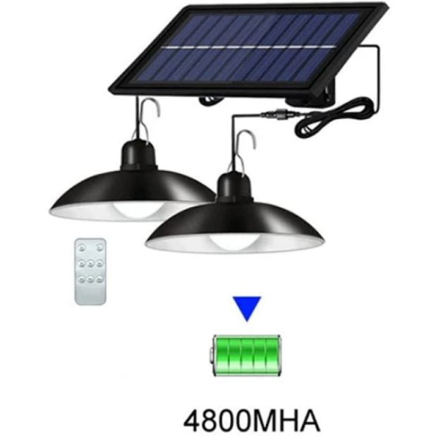 Комплект 2бр. Пендели Solar със соларен панел и дистанционно, димиране, бяла светлина 4000k, 1.5W, 5V, 2946
