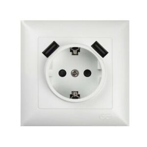 Контакт единичен сехма 1 +2USB 5V/2.1A Visage бял /  408116