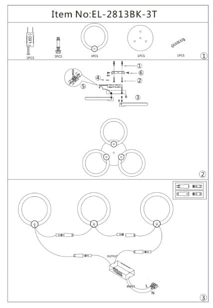Плафон Levi със смарт управление, черен, led 42w, 3000-6000k, 2813BK/3T
