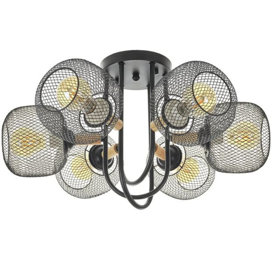 Полилей Mesh, черен, 6xE27, 4120/6 BK