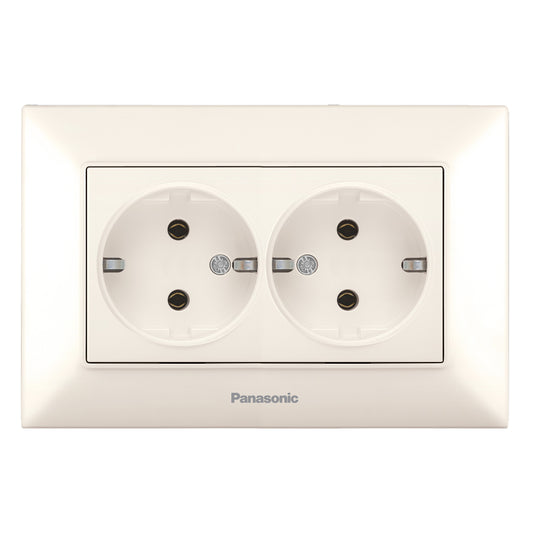 PANASONIC - Двоен контакт Panasonic Arkedia Slim крем WNTC0205-2BG