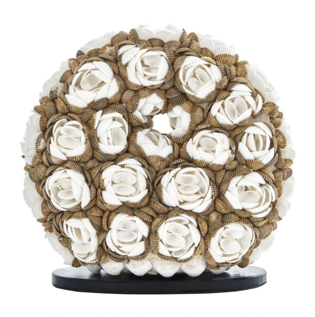 Настолна лампа от мидички, кафява+бяла, 1x40w, eli 25/d rose mix