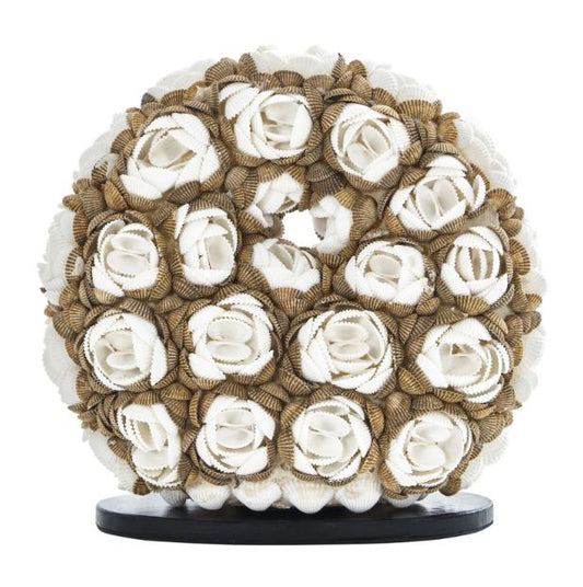 Настолна лампа от мидички, кафява+бяла, 1x40w, eli 25/d rose mix