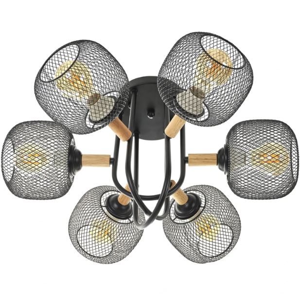 Полилей Mesh, черен, 6xE27, 4120/6 BK