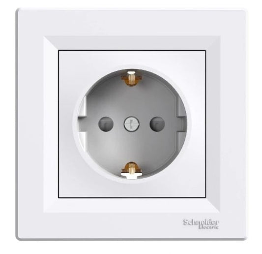 Контакт с детска защита с рамка, Asfora, бял, Schneider, 16a-250v ac, eph2900221