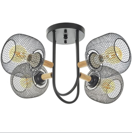 Полилей Mesh, черен, 4xE27, 4120/4 BK