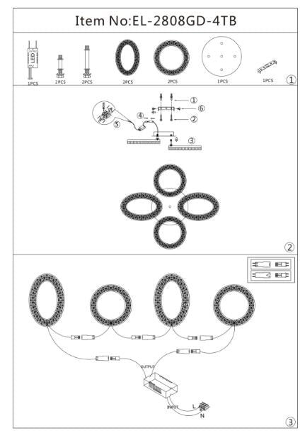 Плафон Elsa със смарт управление, златен, led 88w, 3000-6000k, 2808GD/4TB